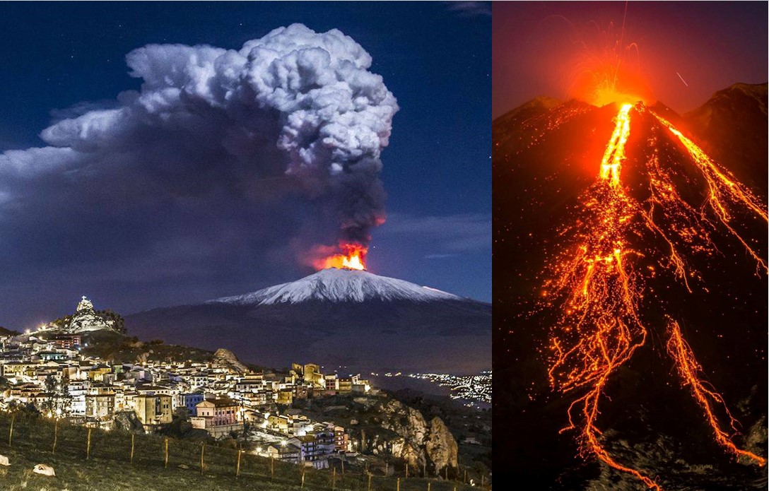 VULCANUL ETNA A FĂCUT SPECTACOL: ARTIFICII DIN LAVĂ ȘI RÂURI DE FOC